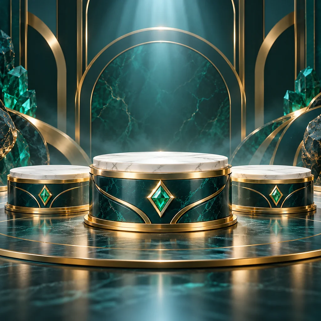 three elegant game display pedestals
