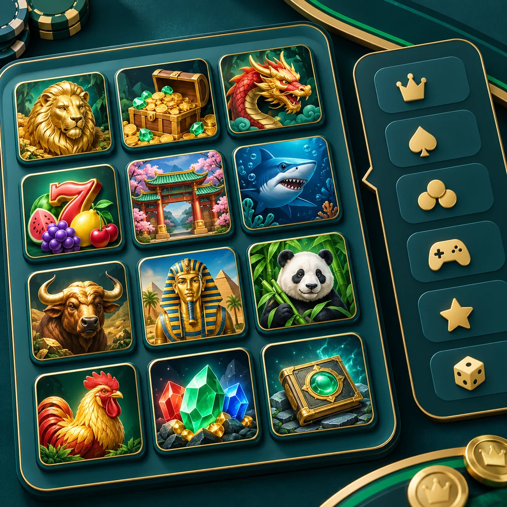 Overhead editorial detail of organized grid of miniature game tiles