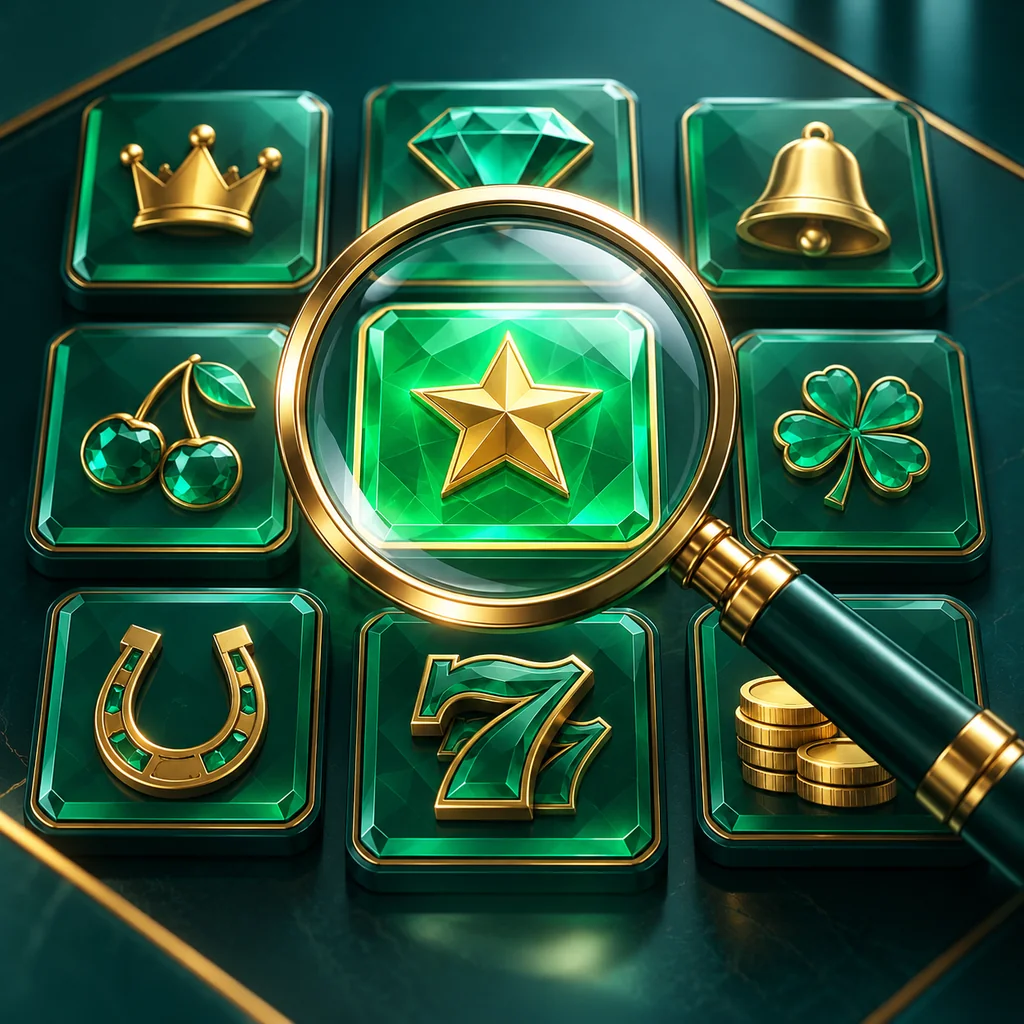 magnifying glass over an emerald game-tile grid